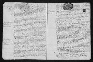 16 vues  - Registre paroissial. Baptêmes, mariages, sépultures (1697-janvier 1698) (ouvre la visionneuse)