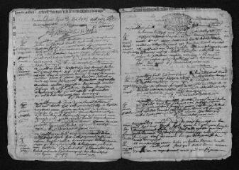 9 vues Registre paroissial.Baptêmes, mariages, sépultures (1737-février 1738)