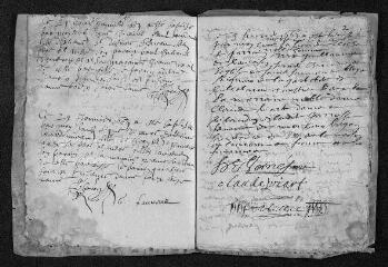 27 vues Registre paroissial. Baptêmes, mariages, sépultures (1669-janvier 1670)
