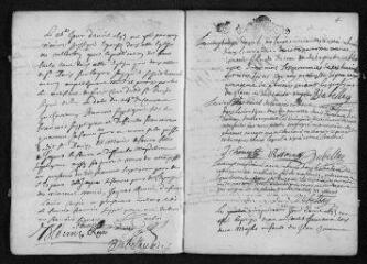 13 vues Registre paroissial. Baptêmes, mariages, sépultures (1695) - Baptêmes, mariages (janvier 1696)