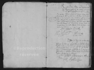 190 vues  - Registre protestant. Baptêmes (février 1641-février 1665), mariages (juin 1641-février 1665) (ouvre la visionneuse)